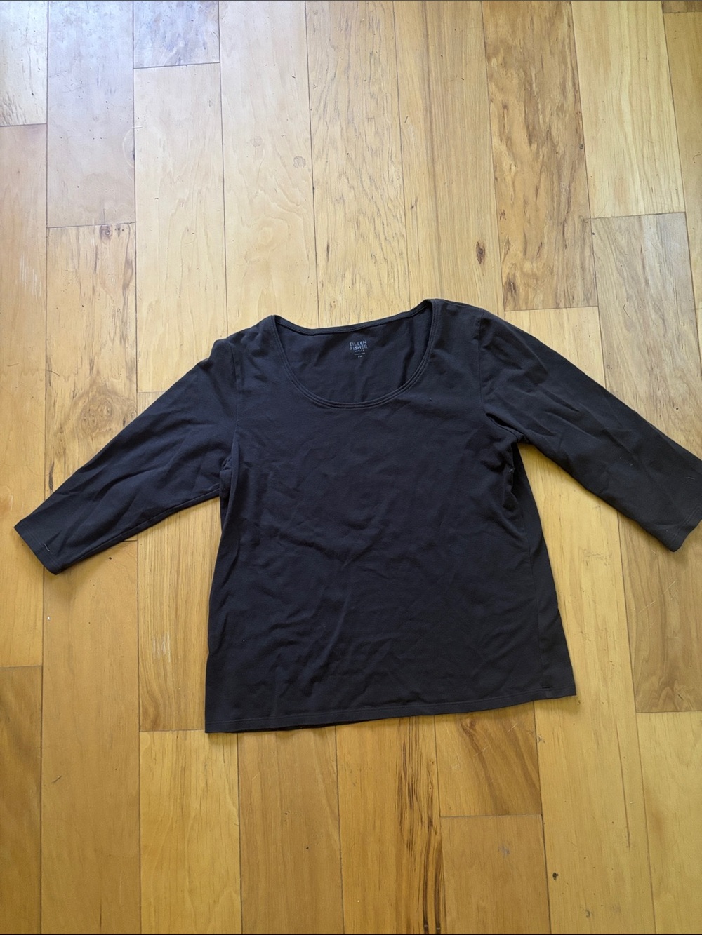 Eileen Fisher 3/4 length sleeve brown Top. Petite medium